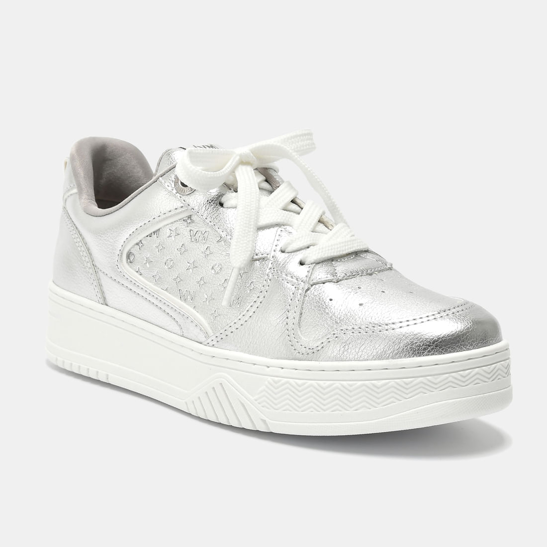 Tênis Casual Branco e prata 053-016-01