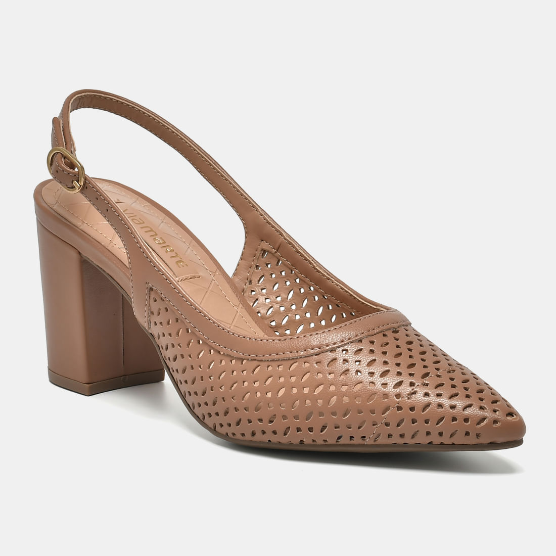 Sapato Slingback Salto Bloco Creme 028-030-01